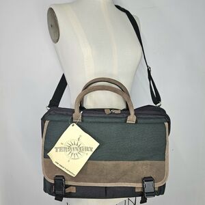 Territory 15x10x7" Carry On Luggage Atache Portfolio Laptop Travel Leather Nylon